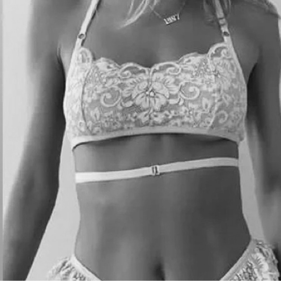 NWT Free People HAH Don’t Cross Me Halter Lace Bra Blanc White Women’s XL - Picture 8 of 9